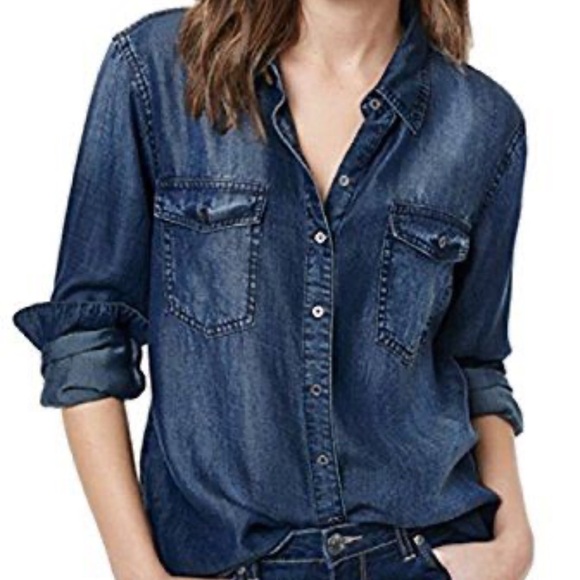 Buffalo David Bitton Women’s Dark Wash Denim long sleeve button down, size S - Picture 2 of 5